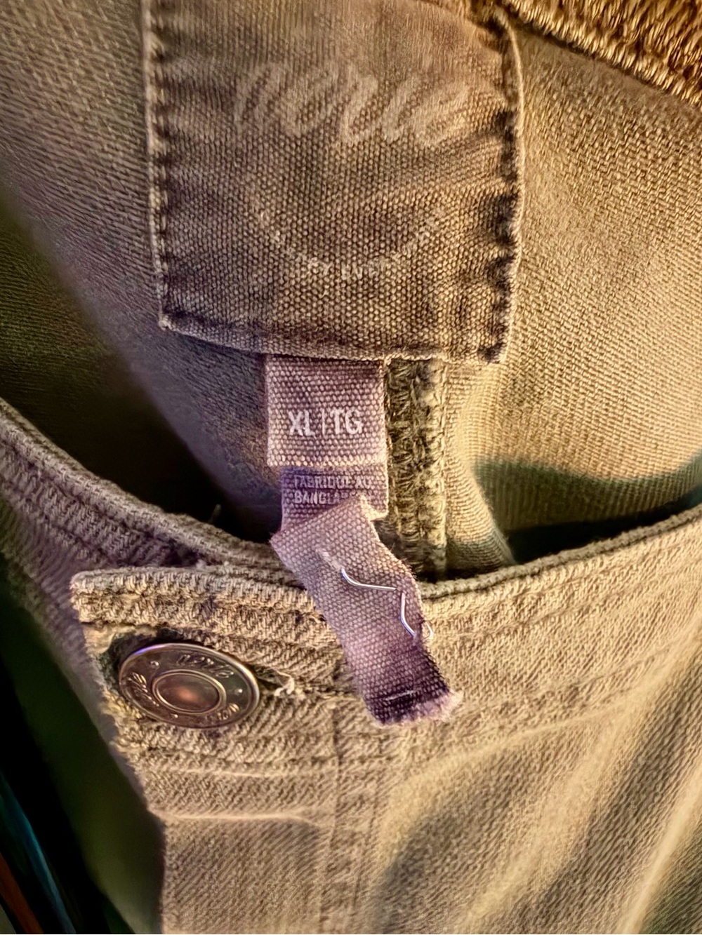 Aerie Olive Green Wide Leg Denim Overalls Jumpsuit - Size XL - Picture 4 of 7